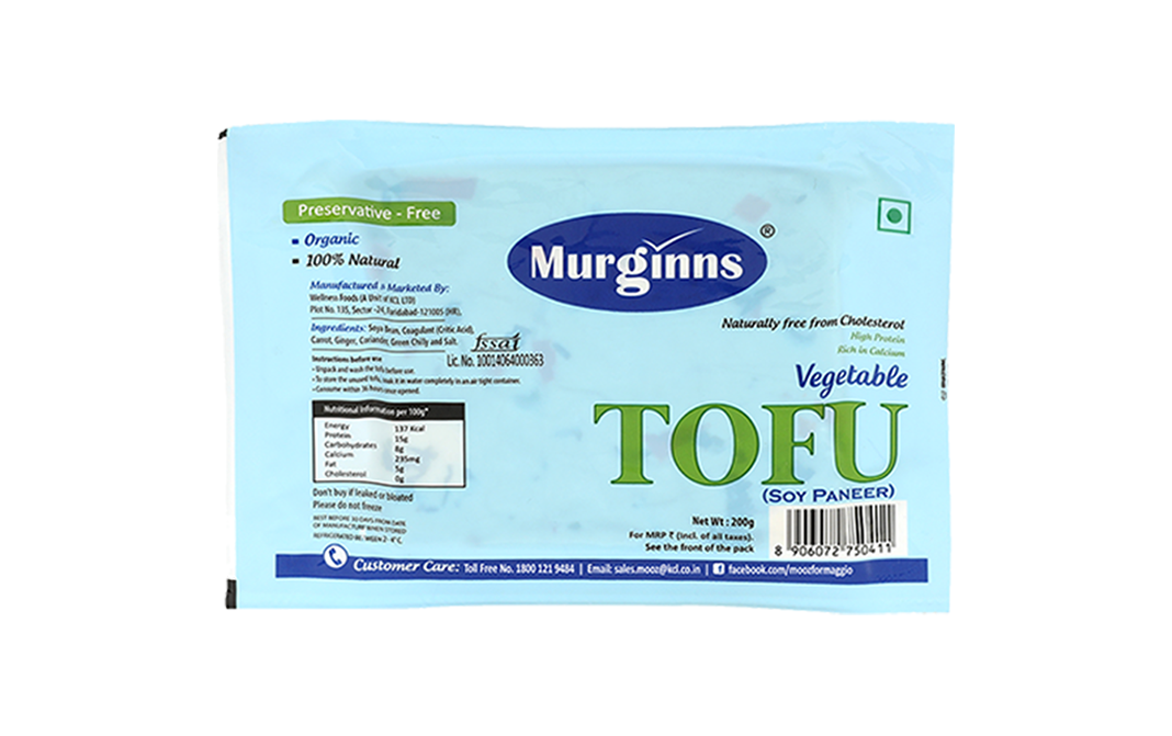 Murginns Vegetable Tofu (Soy Paneer)   Pack  200 grams